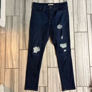 Levi's Dark Blue Distressed Skinny Jeans